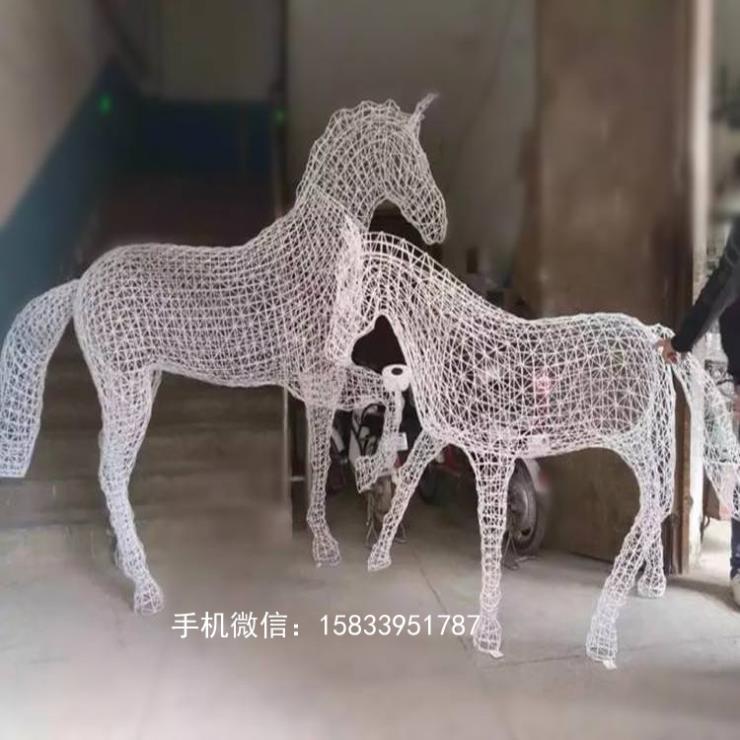 不锈钢公园动物雕塑 镂空马雕塑
