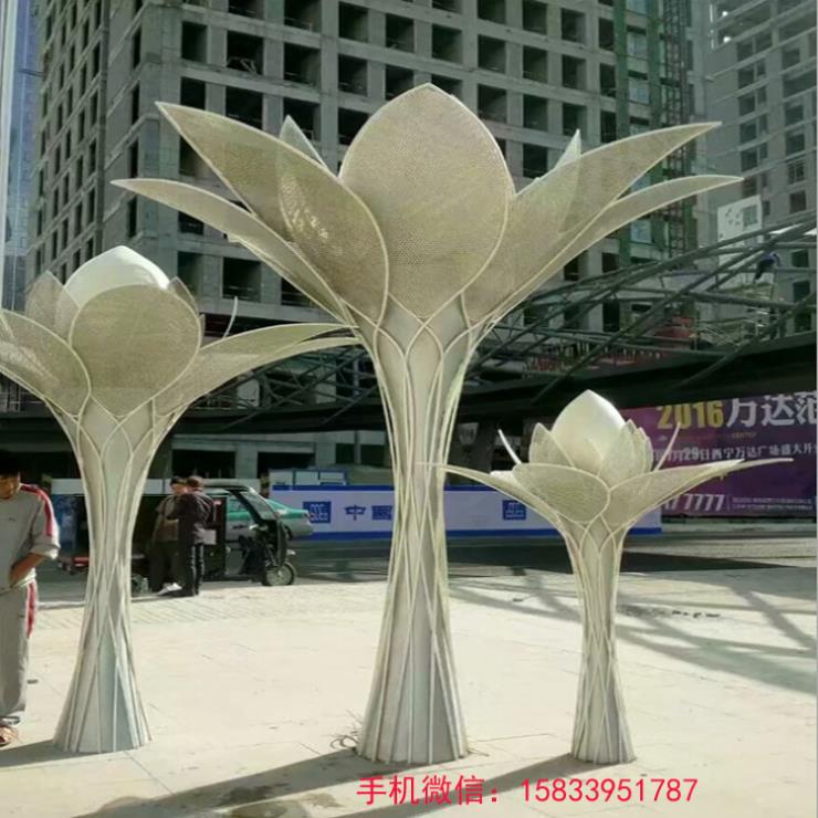 不锈钢广场大型景观花朵雕塑