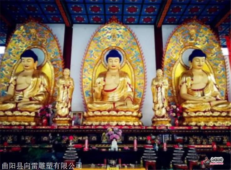铜雕三世佛雕塑,铸铜佛像雕塑